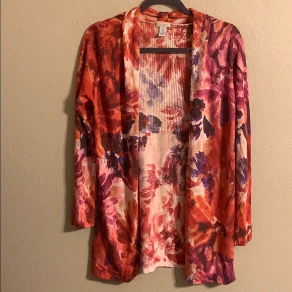 Chico's Sweaters - Chico’s cashmere blend floral cardigan size 0/S